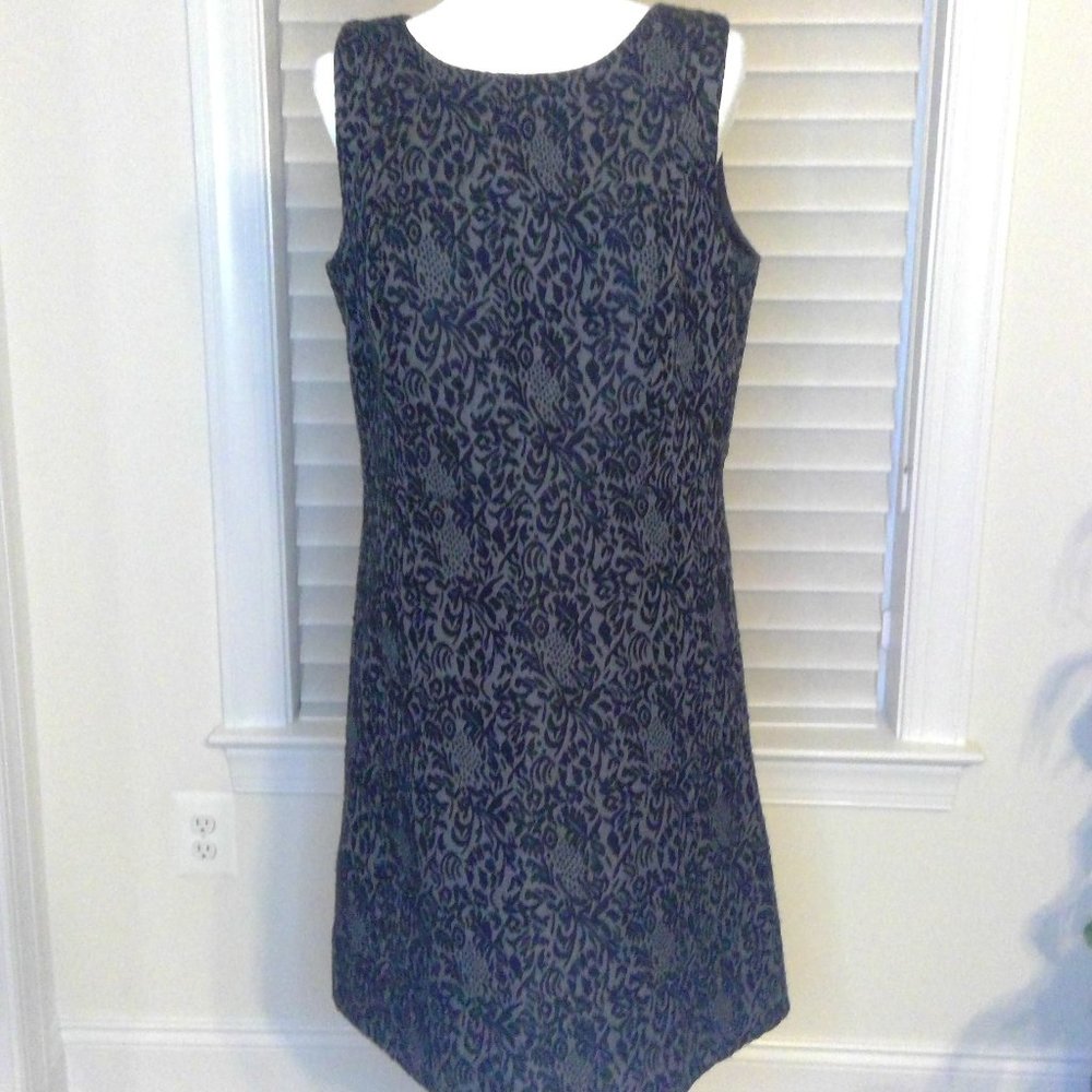 Loft Grey and Black Velvet Damask Dress Size 12